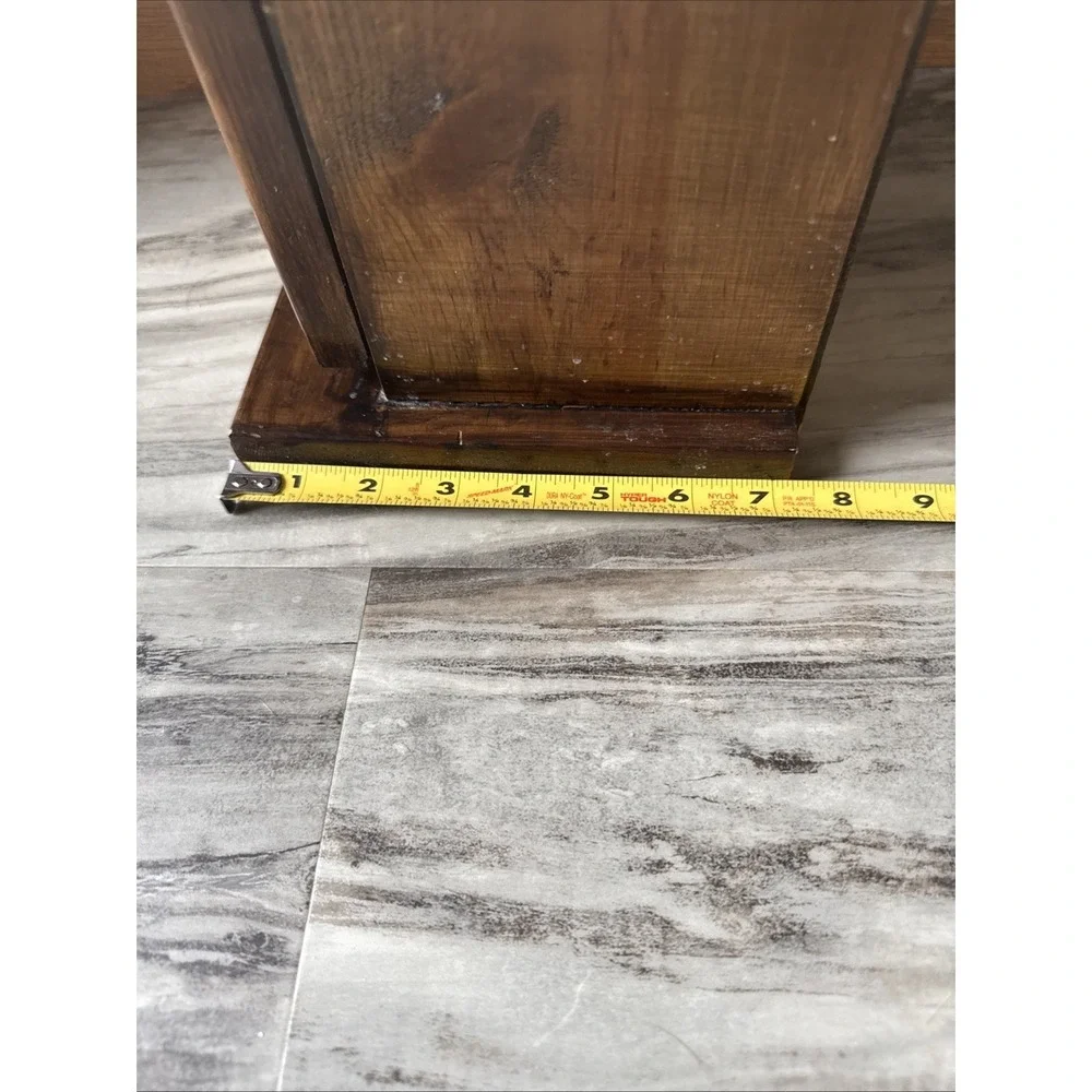 Vintage Farmhouse Cottage Wood Toilet Paper Cabinet Tissue Holder Curtain Front
